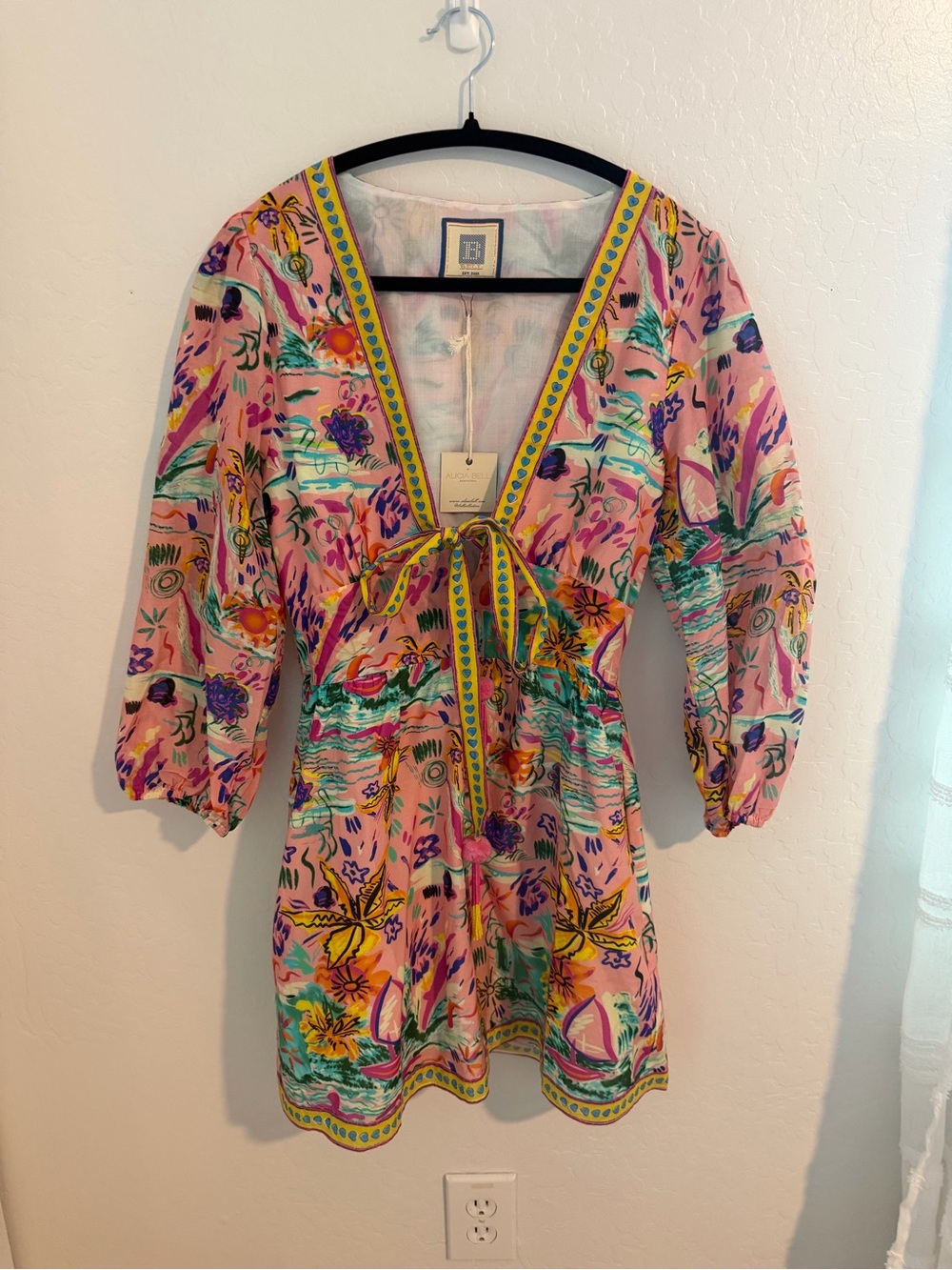 Alicia Bell Floral Tie-Front Mini Dress in Pink